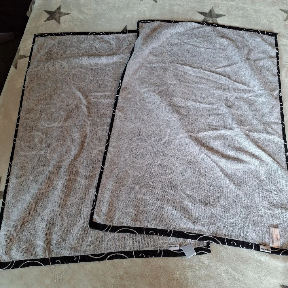 Smileyworld 100% Cotton Kitchen Towels Set of 2 Black & White The Smiley Company